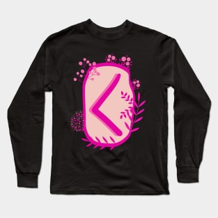 Kenaz Rune Flowery Design Long Sleeve T-Shirt